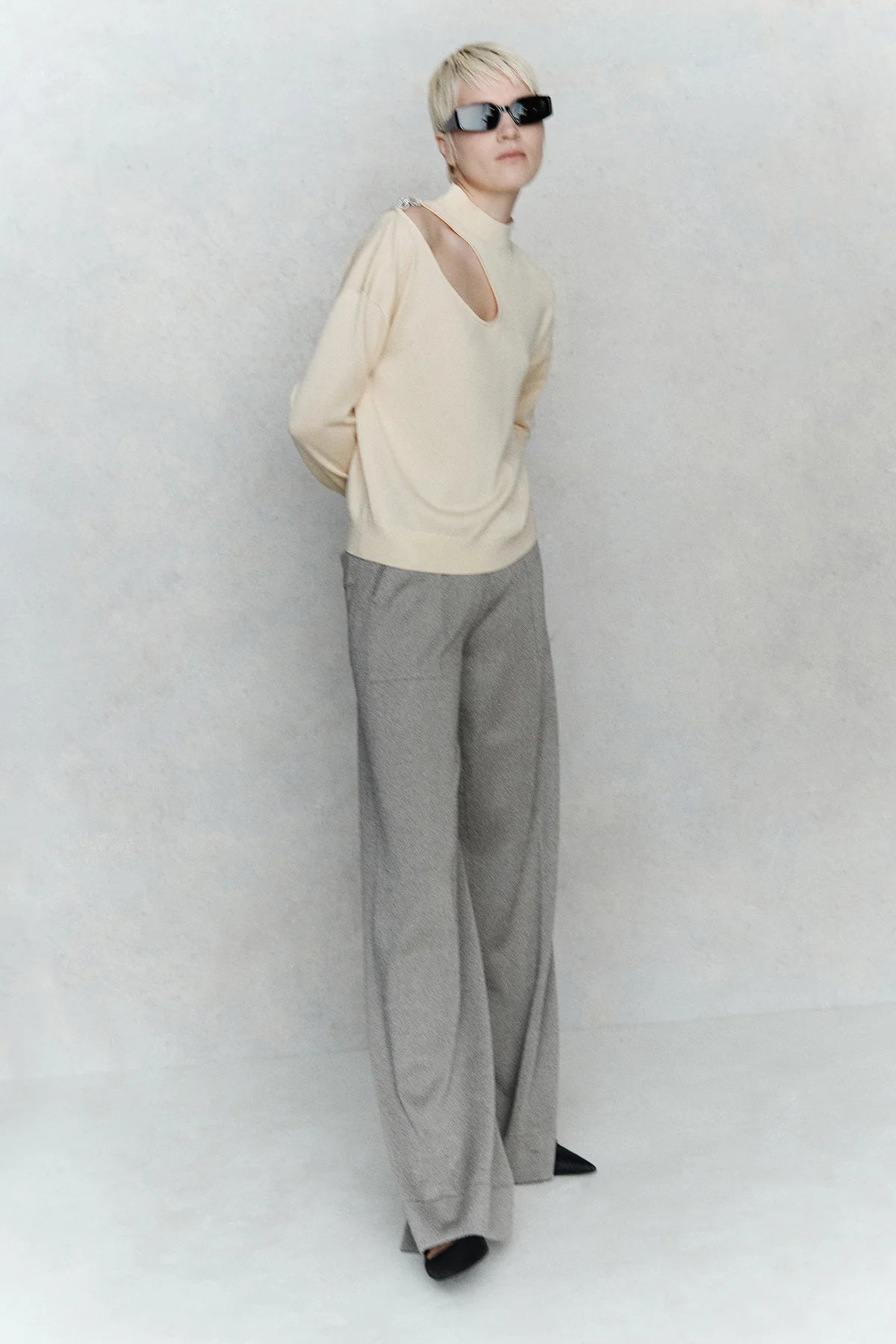 Jersey punto abertura beige