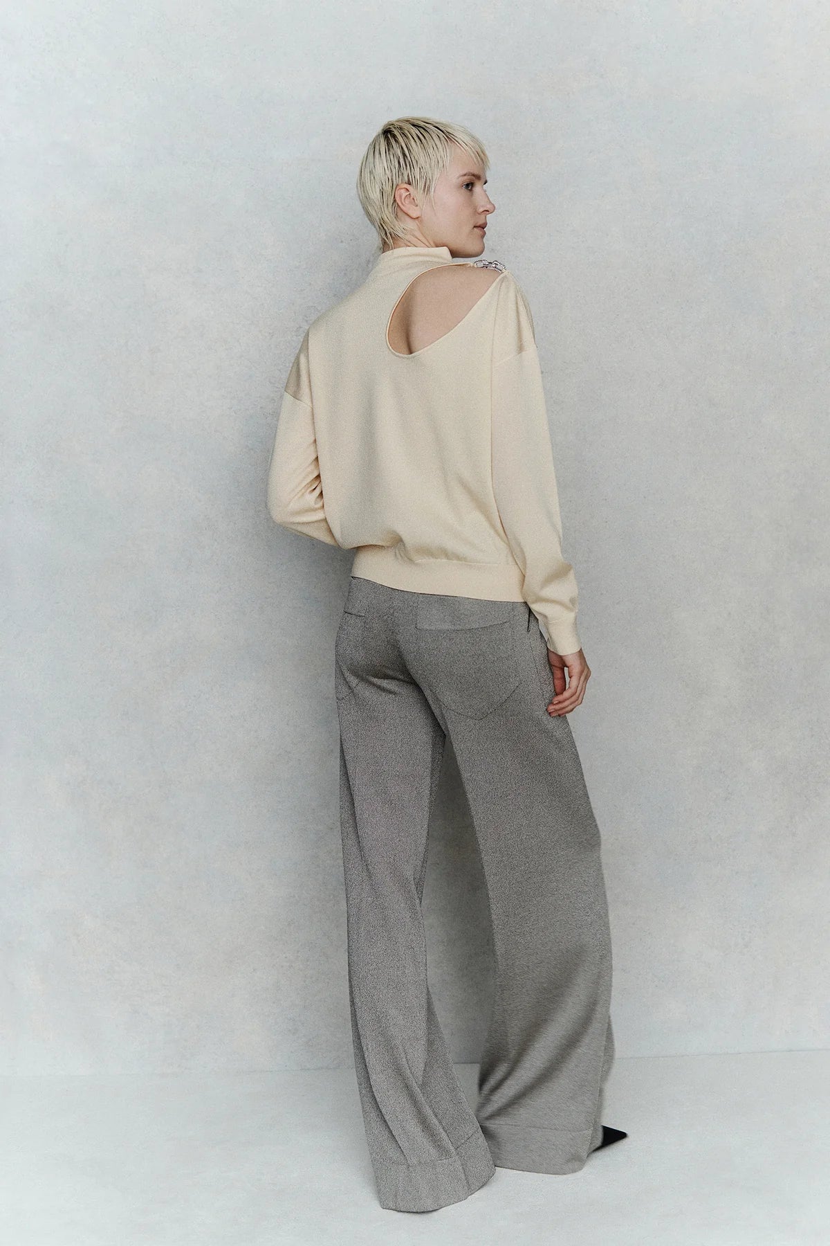 Jersey punto abertura beige