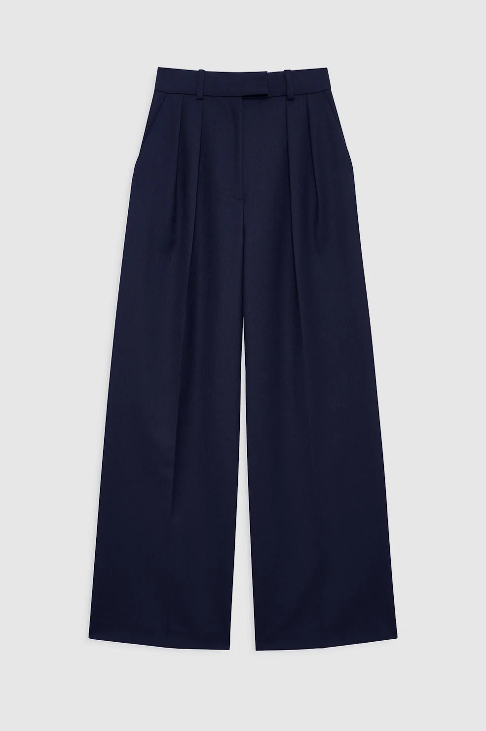 Lou Pantalón Azul Marino — Oversize Tiro Alto con Pinzas | Anine Bing