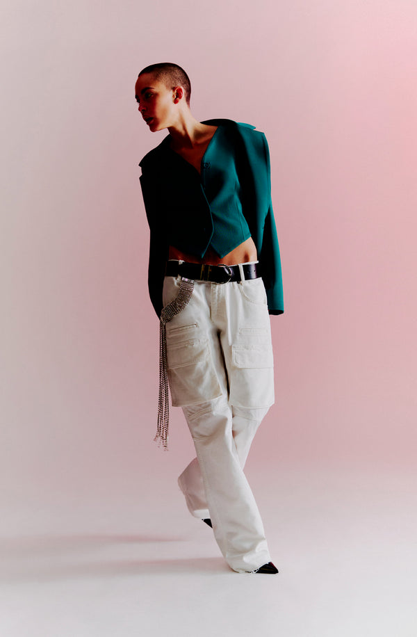 Denim cargo blanco