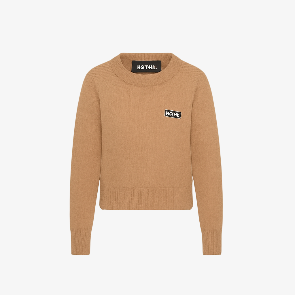 Light Knit logo sweater camel