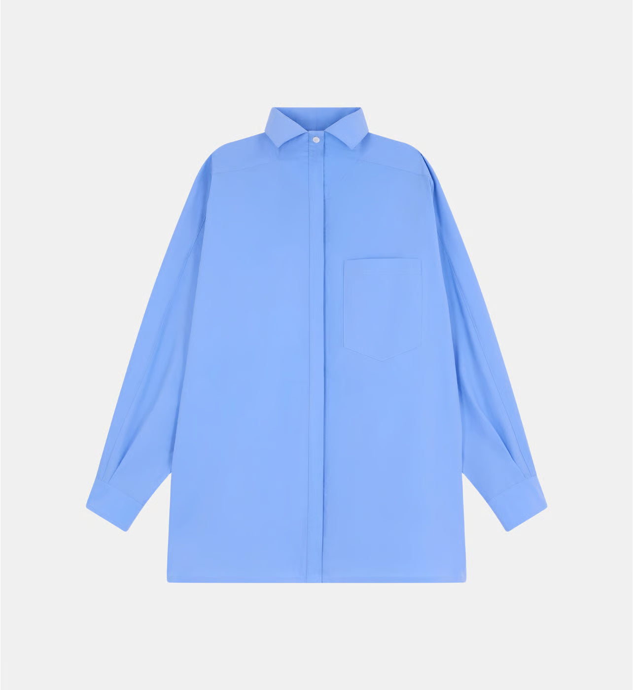 Natacha Camisa Popeline Azul — Popelín Manga Larga Cuello Camisero | IRO Paris