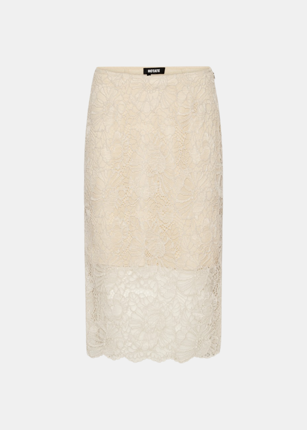 Lace Midi Pencil Falda — Encaje Midi Corte Lápiz Tiro Alto | Rotate