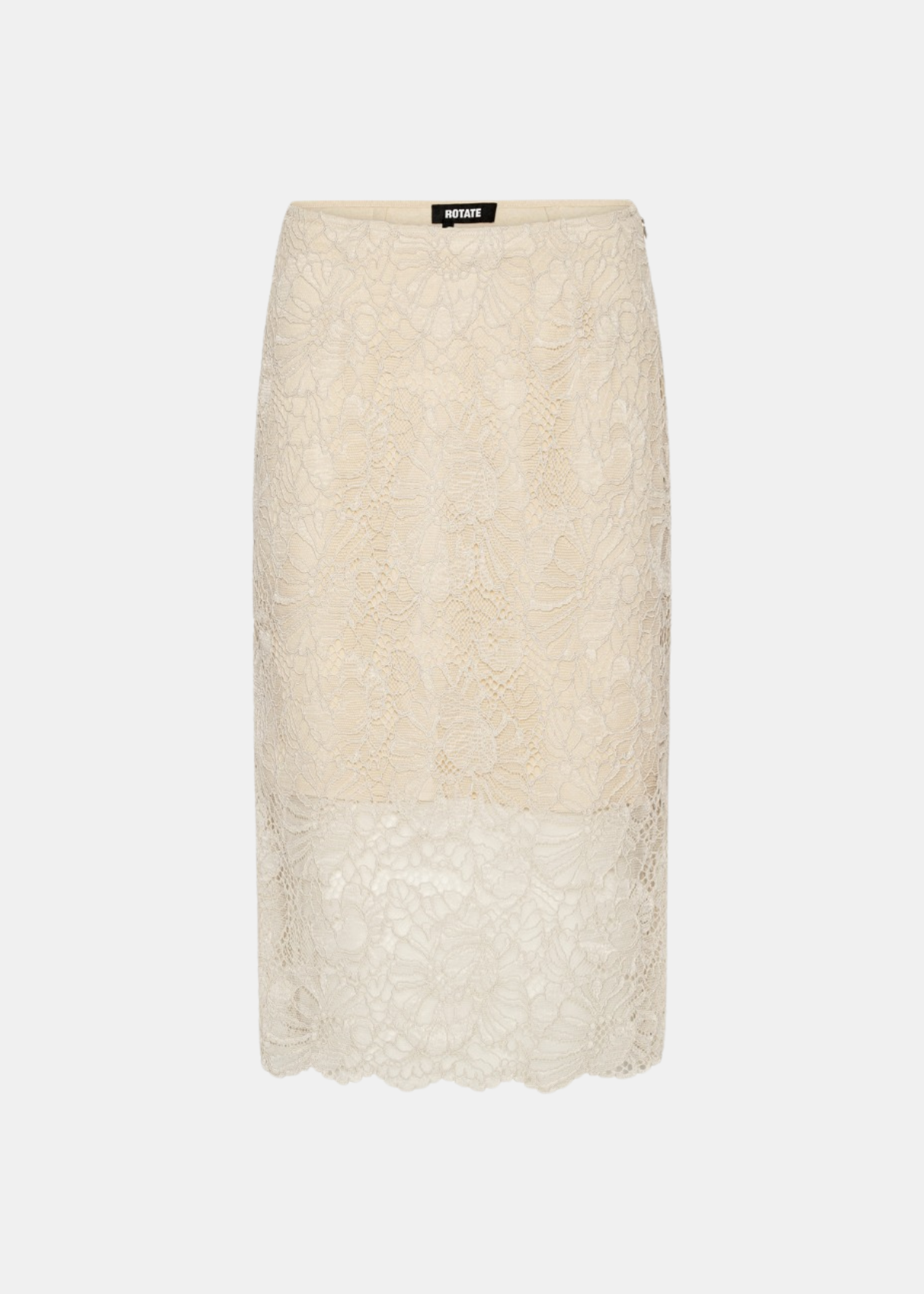 Lace Midi Pencil Falda — Encaje Midi Corte Lápiz Tiro Alto | Rotate