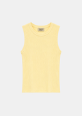 Camiseta Canalé Amarilla — Ajustada Elástica Cuello Redondo Manga Sisa