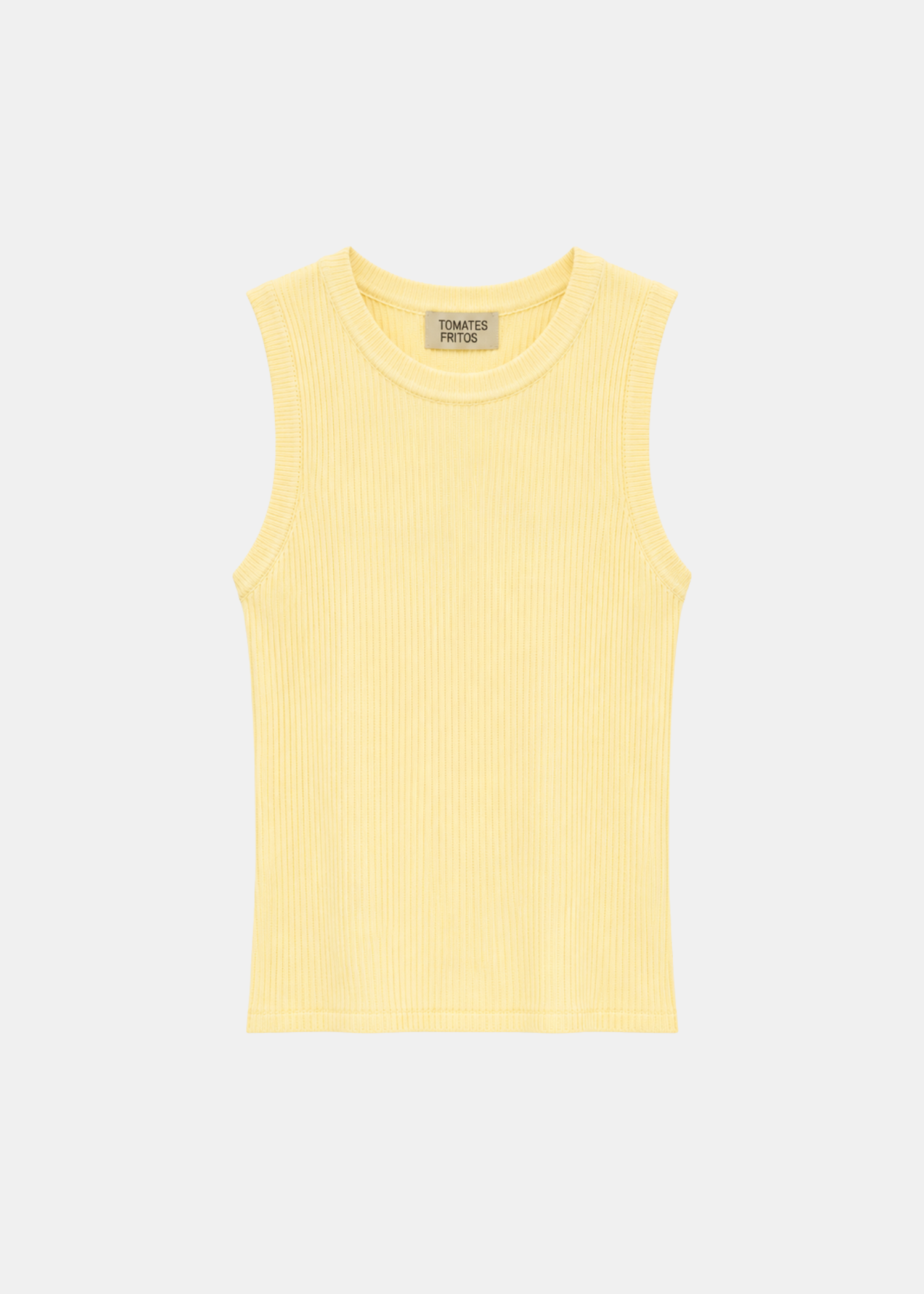 Camiseta Canalé Amarilla — Ajustada Elástica Cuello Redondo Manga Sisa