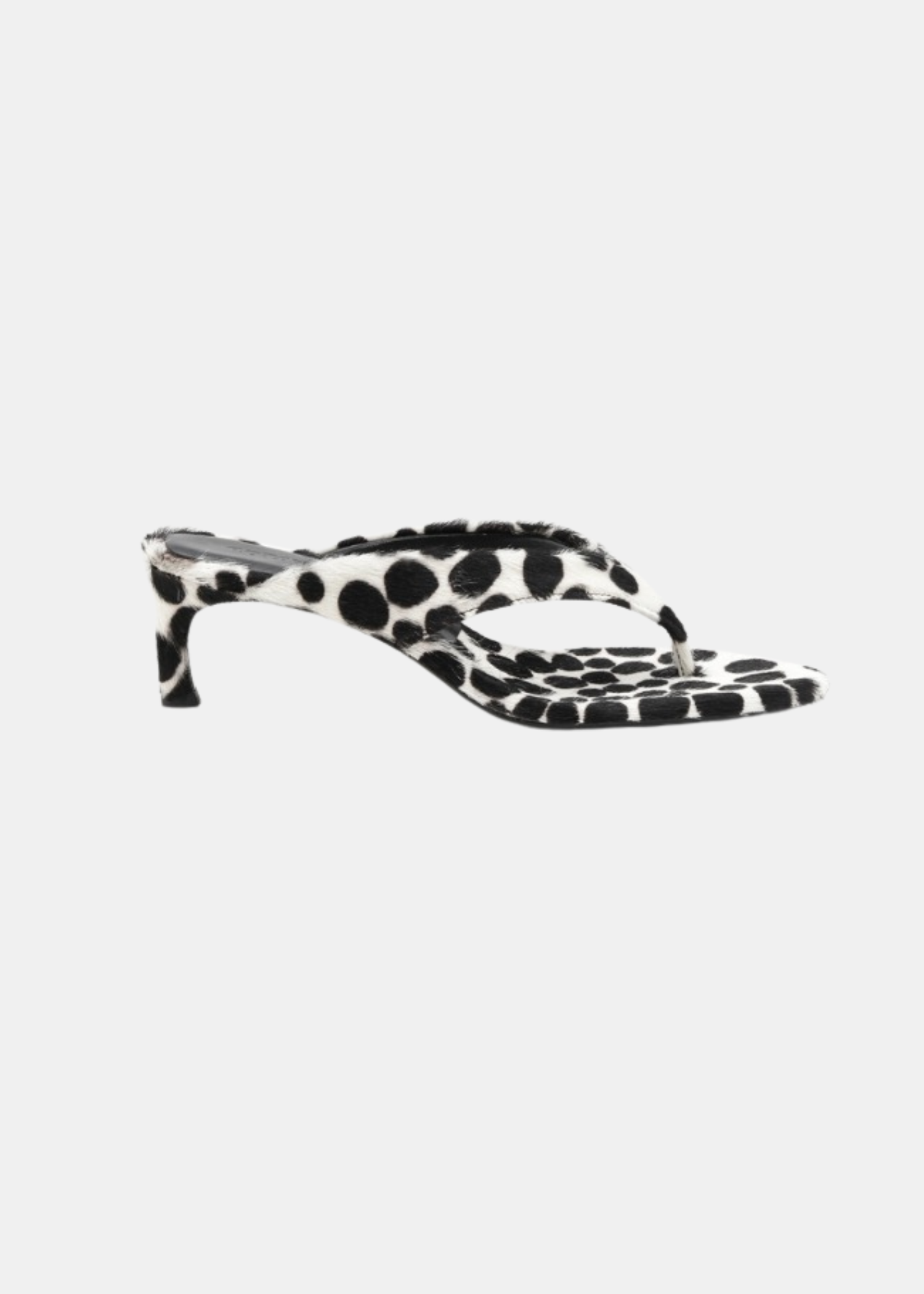 Kitten Heel Fur Mule Estampado Dálmata — Sandalia Thong Pelo Potro | Rotate