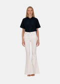 Helena Jeans Beige — Acampanado Retro Tiro Medio Algodón Elástico | Ps Don't Forget Me
