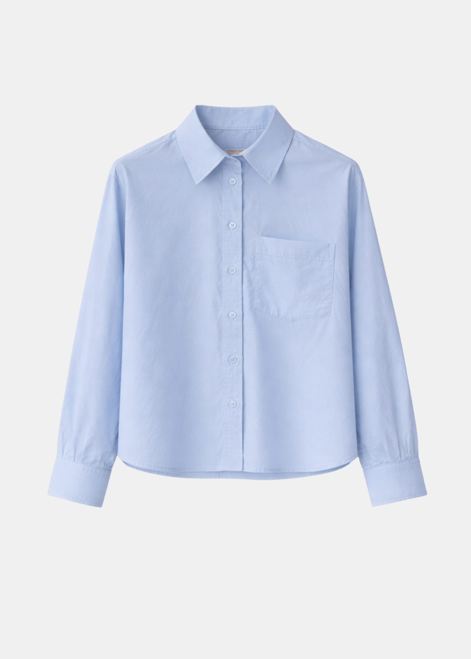 Camisa Popelín Corta Celeste — Algodón Cuello Clásico Manga Corta | Tomates Fritos