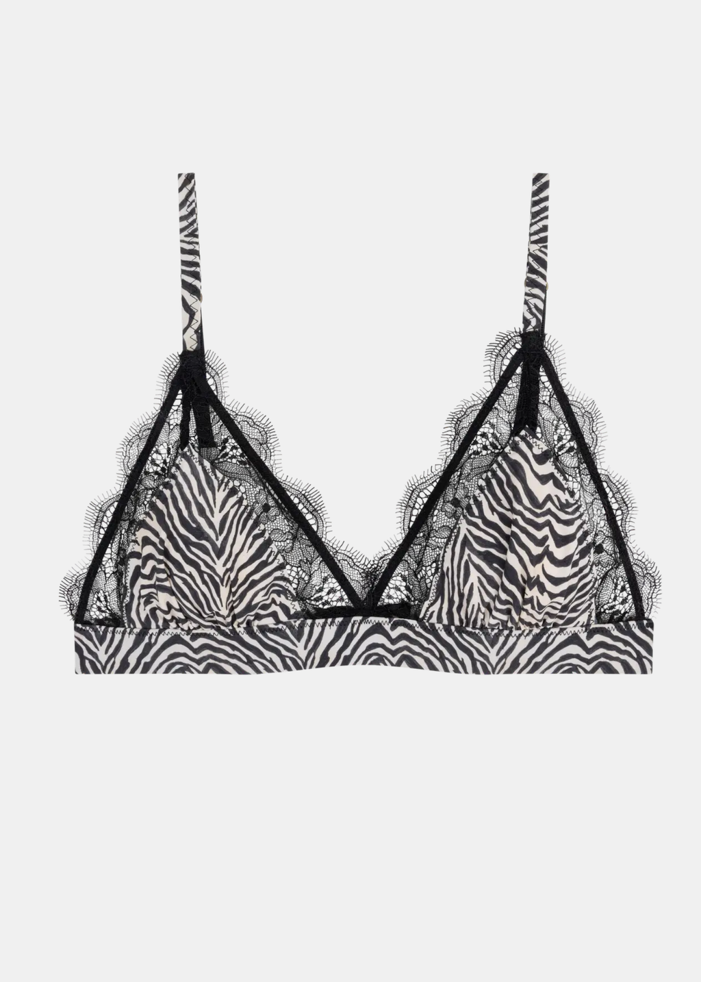Love Lace Sujetador Triángulo Cebra — Elástico con Puntilla Negra | Love Stories