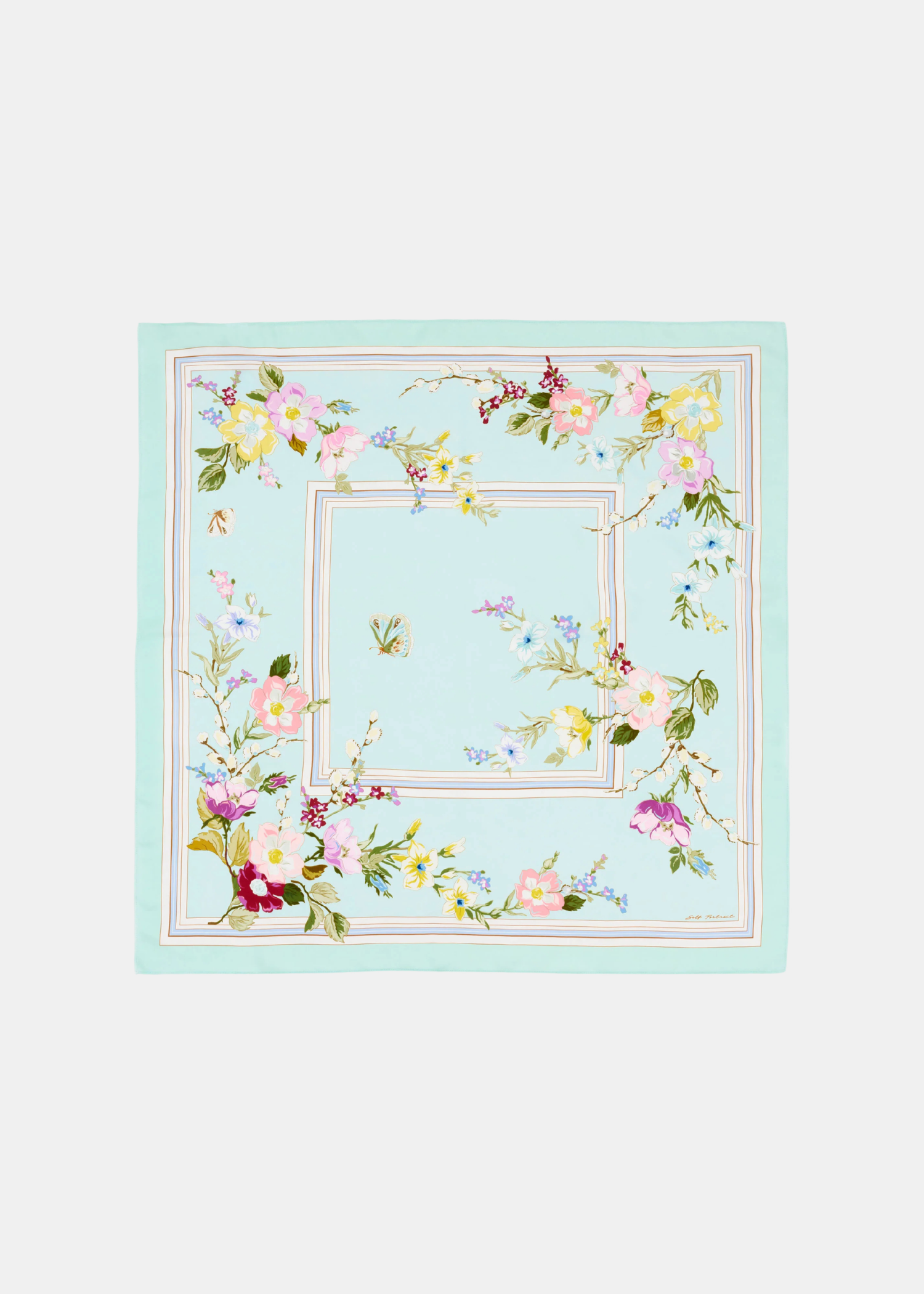 Mint Floral Pañuelo — Seda Estampado Floral Menta | Self-Portrait