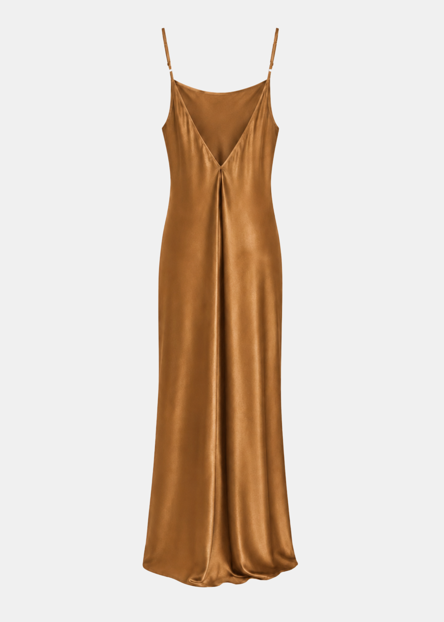 Vestido halter satén toffee.