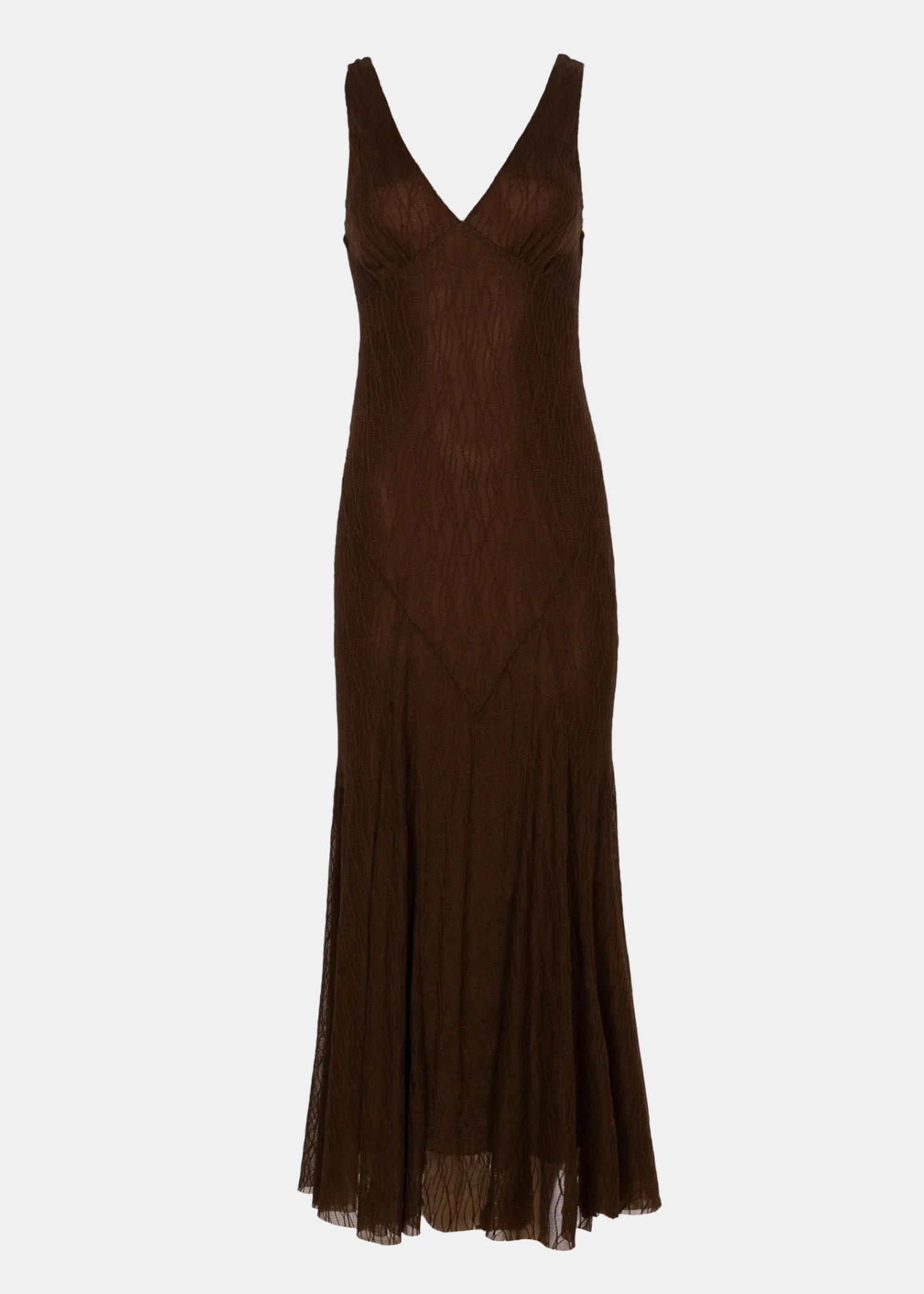 Beatrice Vestido Marrón — Tejido Fluido Midi Estampado | Mioh