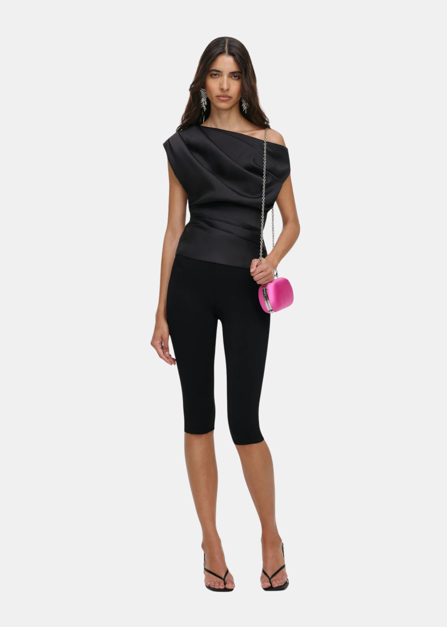 Black Taffeta Draped top