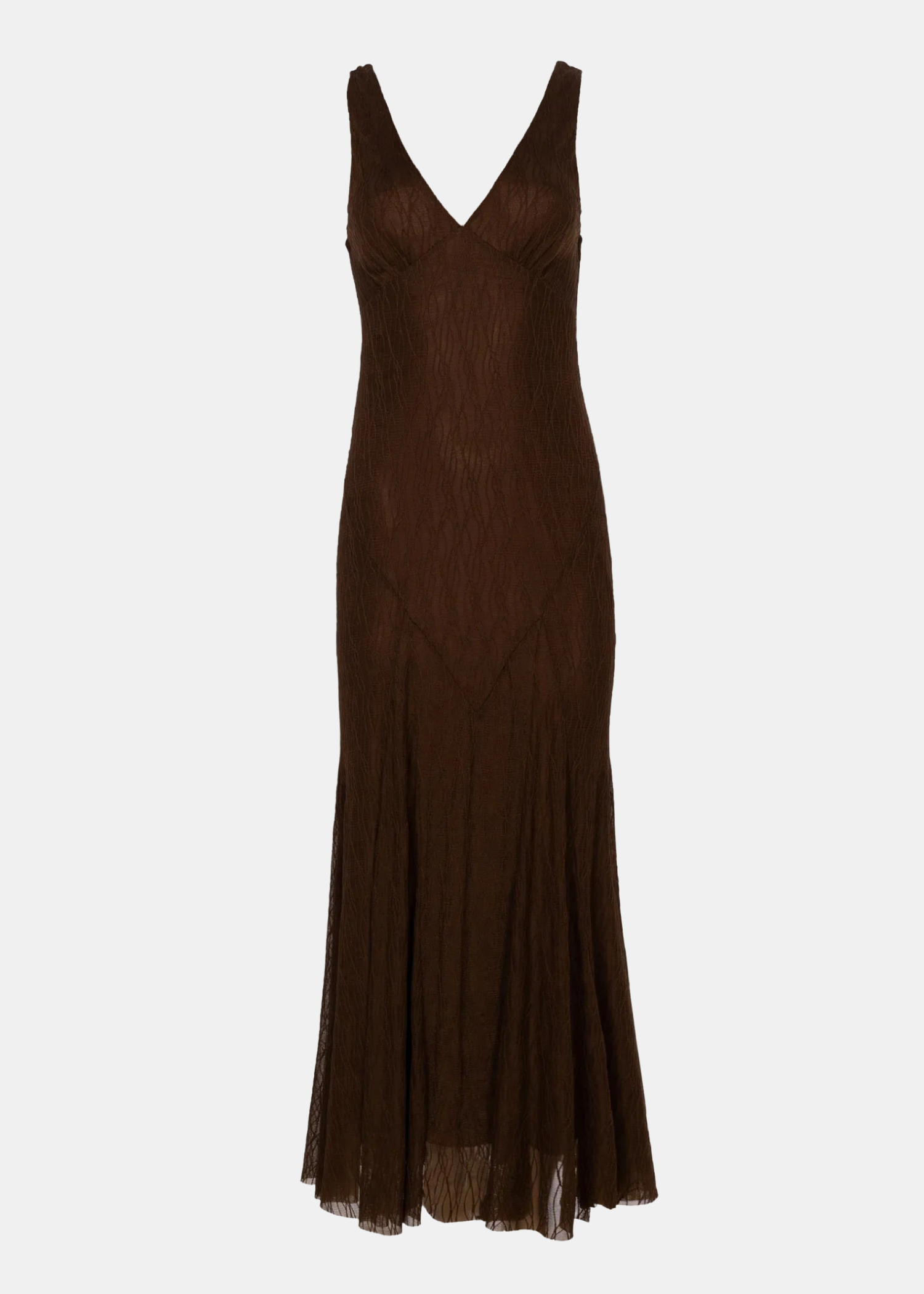 Beatrice Vestido Marrón — Tejido Fluido Midi Estampado | Mioh