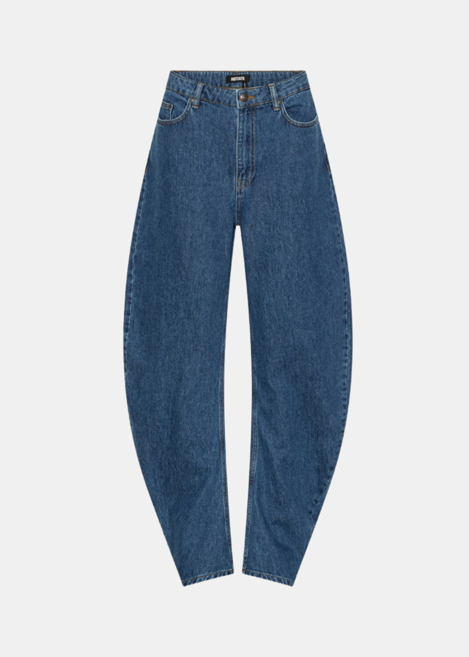 Draped barrel leg jeans.