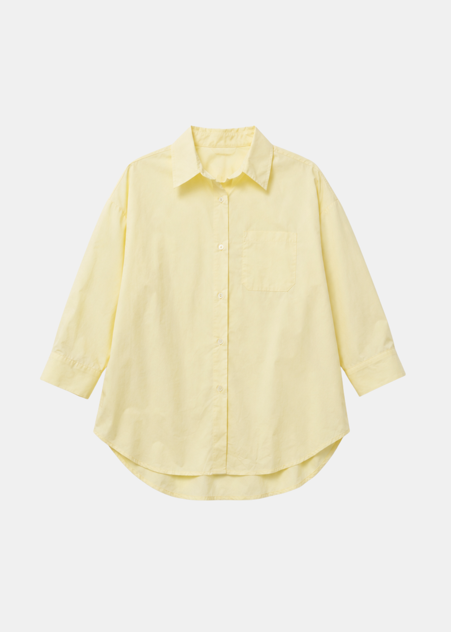 Camisa Popelín Amarilla Manga al Codo — Cuello Camisero Bolsillo Delantero | Tomates Fritos