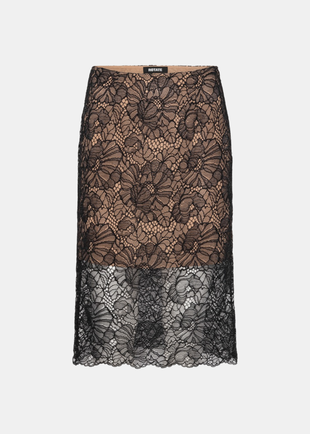 Lace midi pencil skirt.