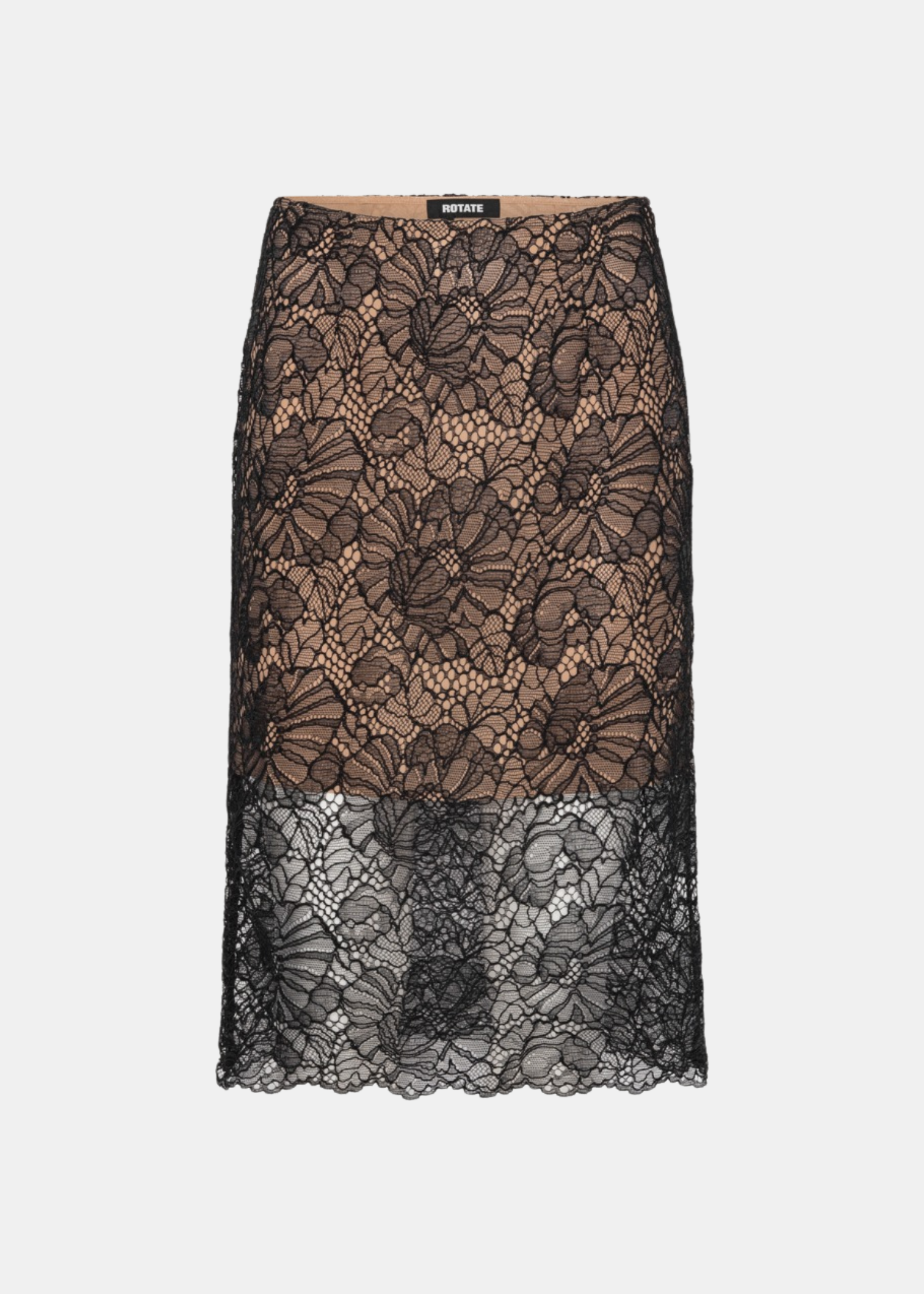 Lace midi pencil skirt.