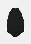 Top Halter Negro Cropped — Tejido Elástico Espalda Descubierta Botón | Tomates Fritos
