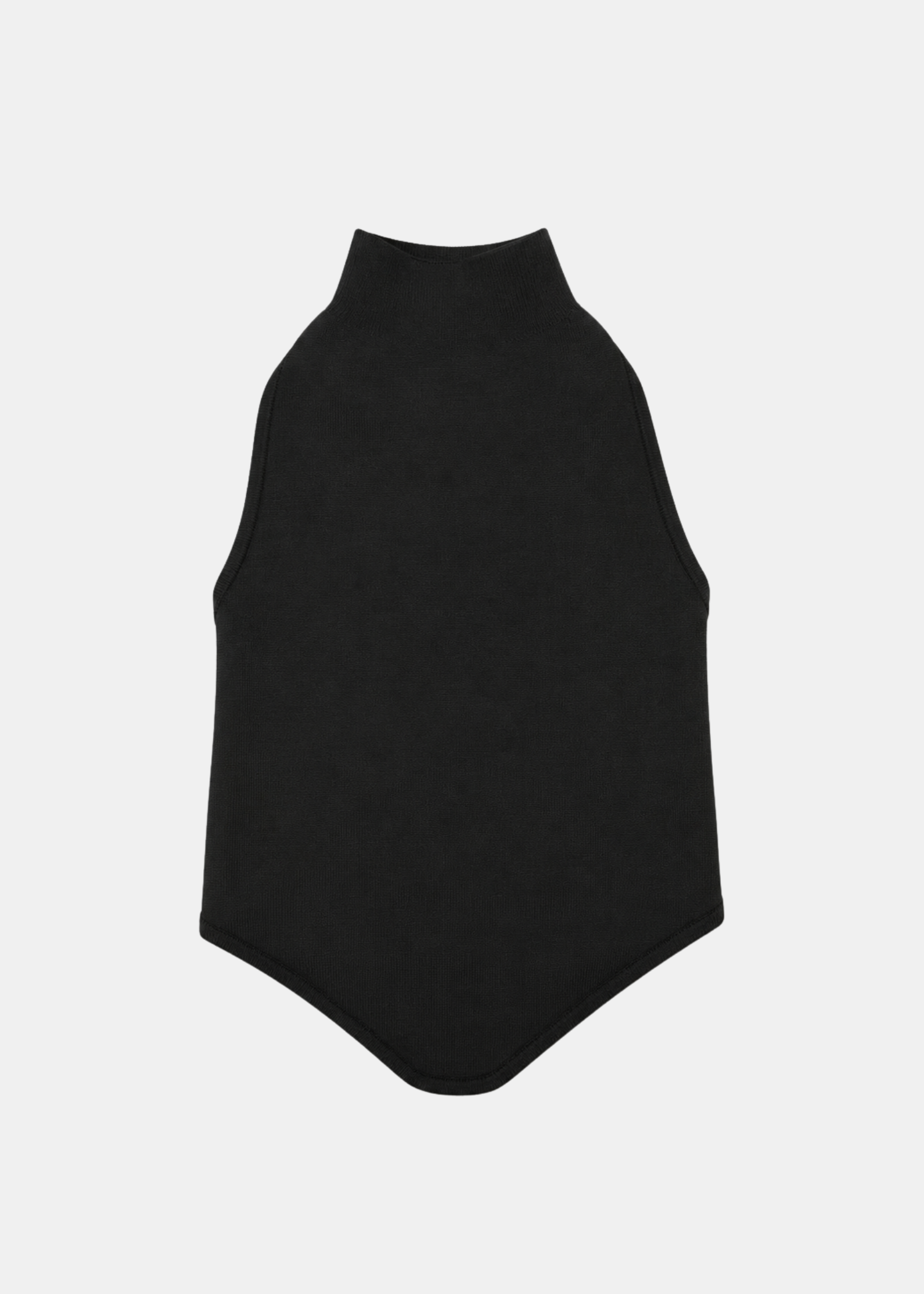 Top Halter Negro Cropped — Tejido Elástico Espalda Descubierta Botón | Tomates Fritos