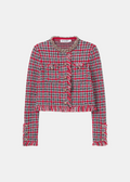 Red check jacket.