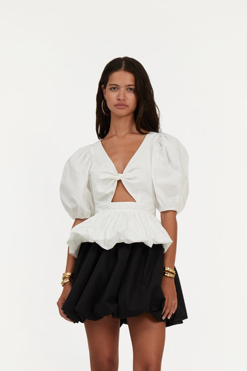 Puff sleeve top blanco