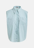 Jol Camisa Azul — Tejido Fluido Manga Larga Cuello Italiano | Essentiel Antwerp