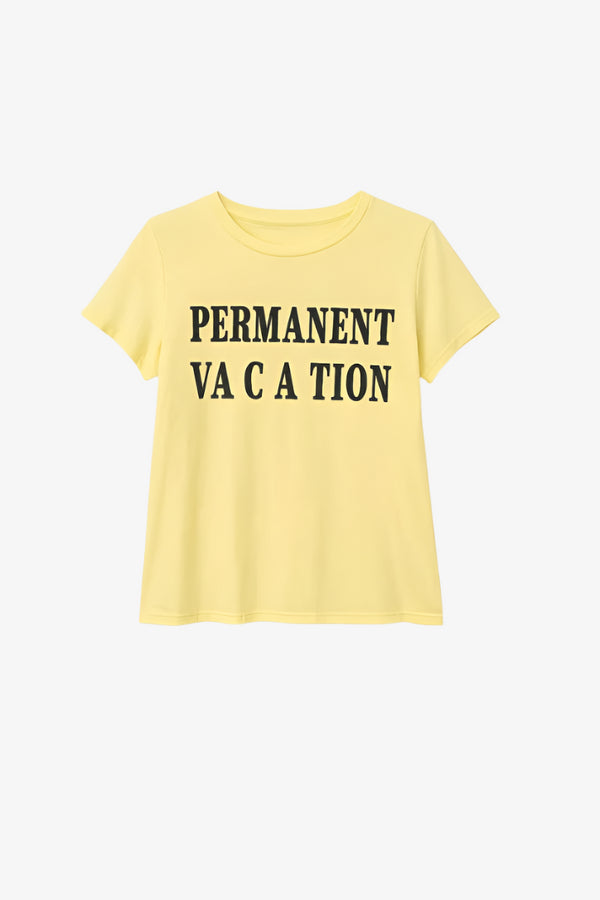 Camiseta  amarilla “vacación”.