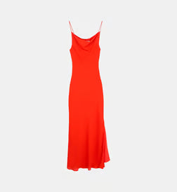 Isabella Vestido Coral — Tejido Fluido Midi Manga Larga | IRO Paris