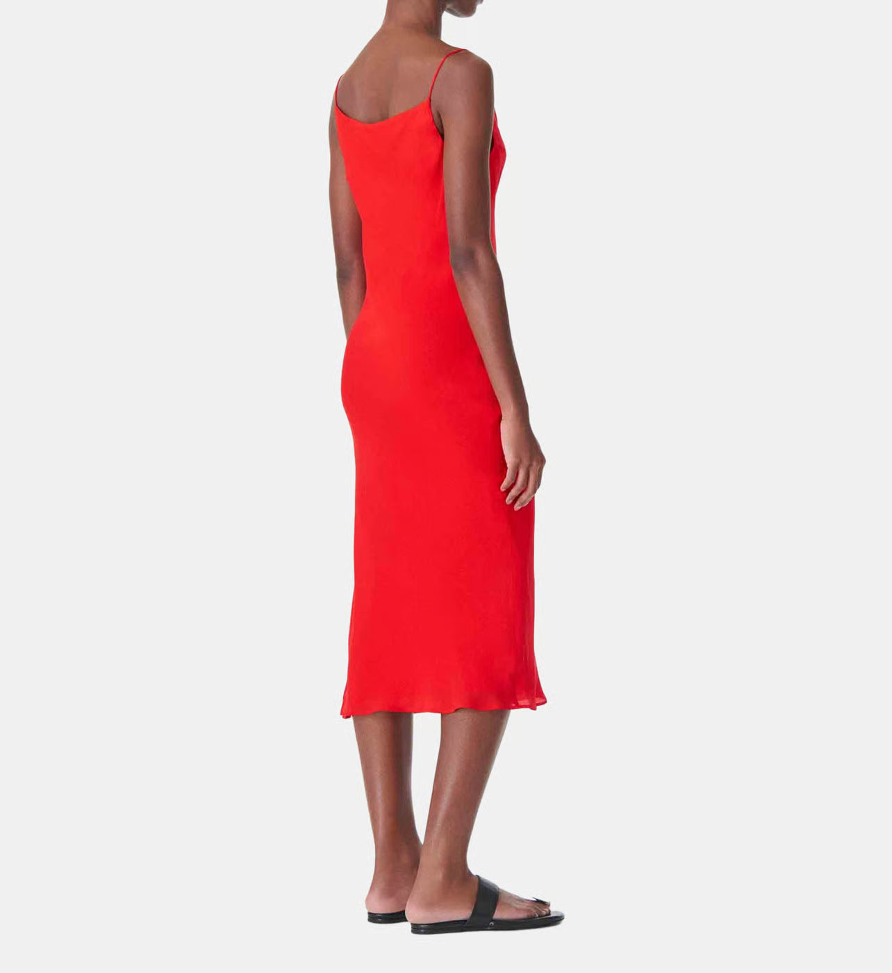 Isabella Vestido Coral — Tejido Fluido Midi Manga Larga | IRO Paris