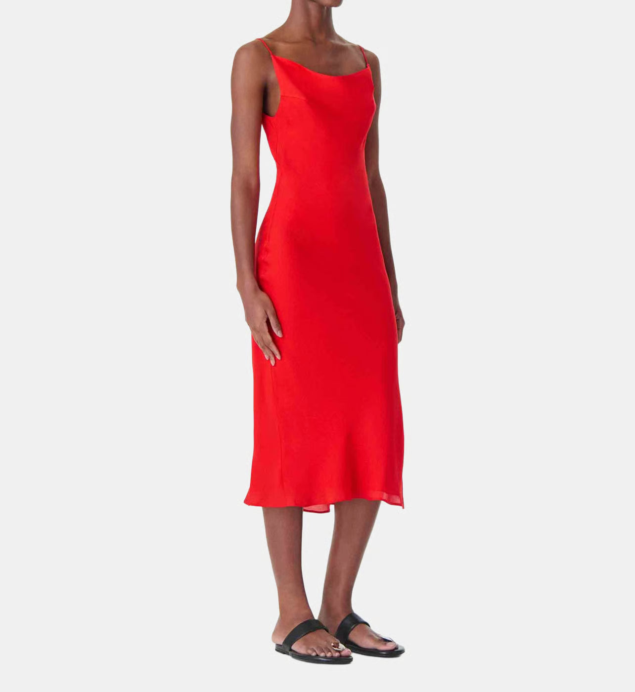 Isabella Vestido Coral — Tejido Fluido Midi Manga Larga | IRO Paris