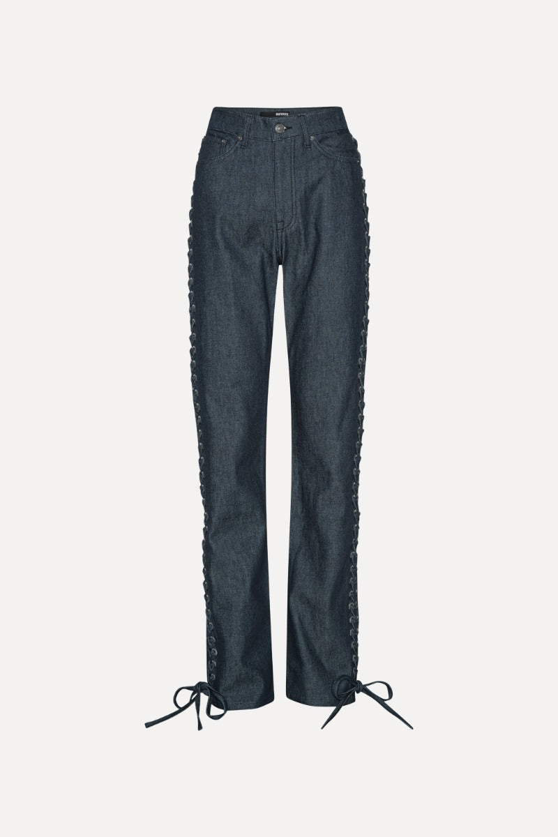 Laced straight jeans azul