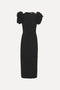 Crepe puffy midi dress