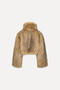 Faux fur crop chaqueta beige