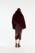 Faux fur crop chaqueta burdeos
