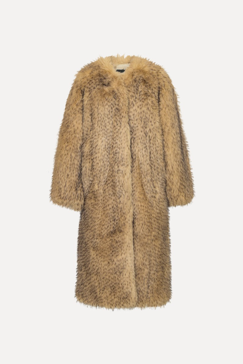 Faux fur long coat