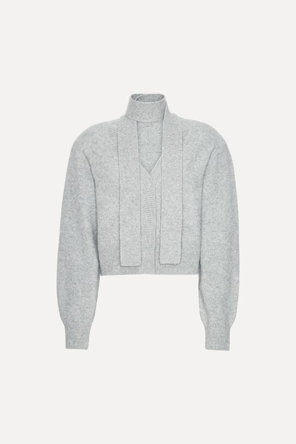 Knit scarf cardigan gris