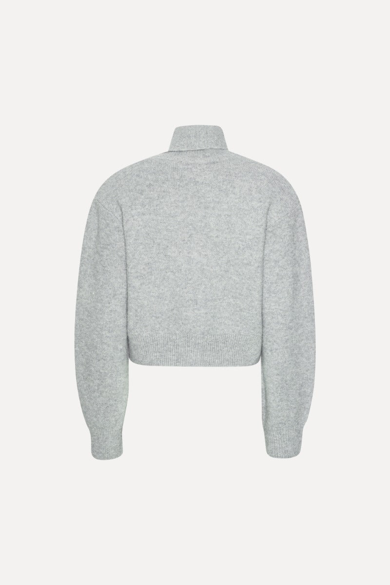 Knit scarf cardigan gris