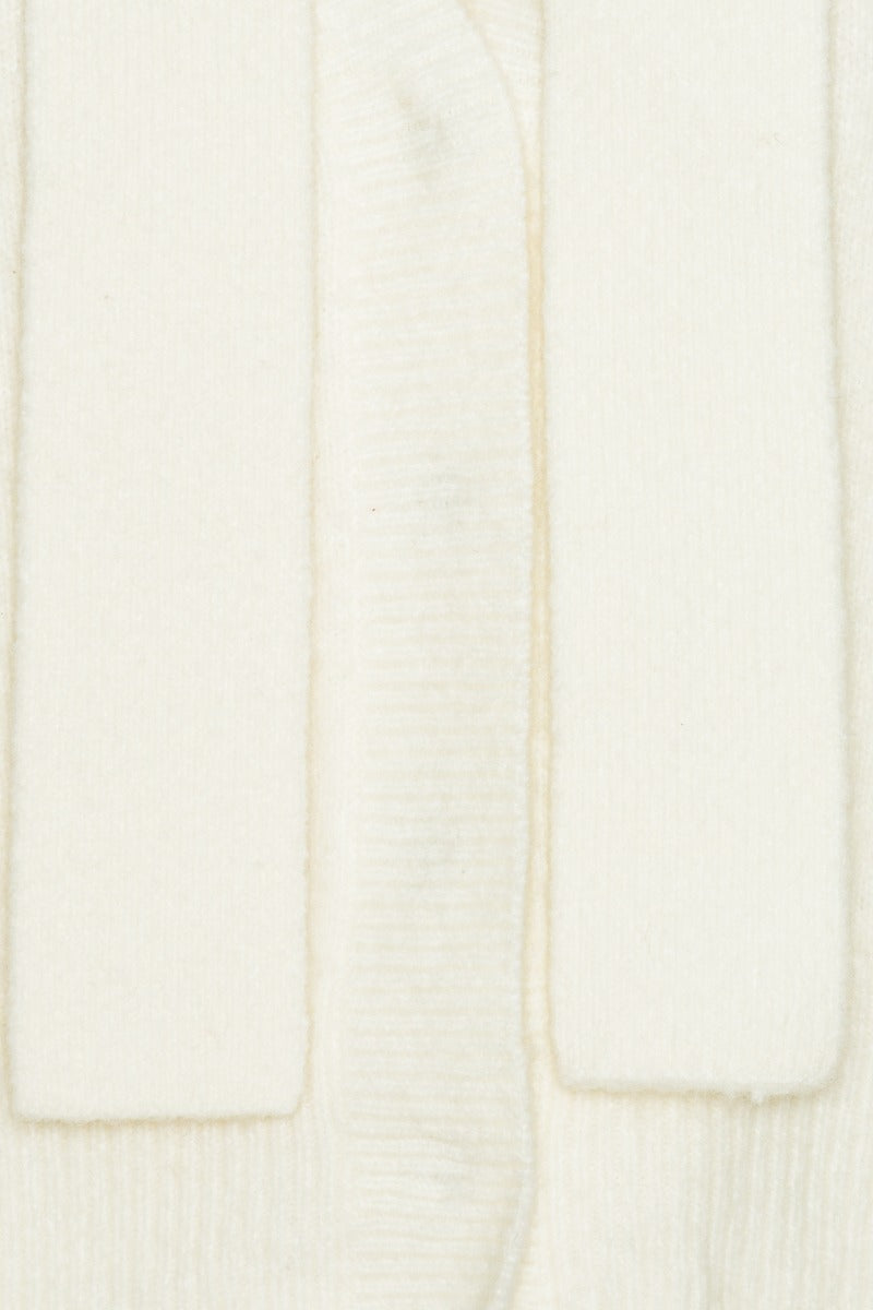 Knit scarf cardigan ecru