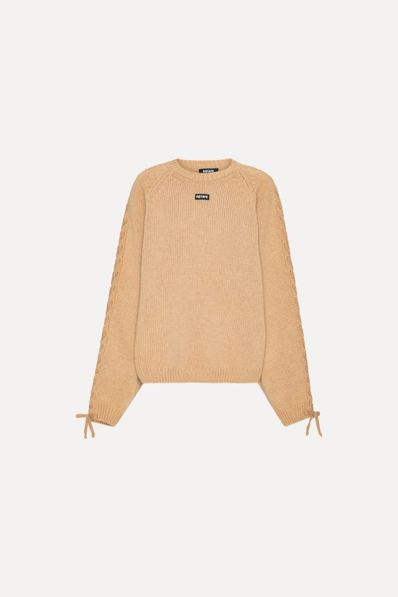 Knit lacing jumper camel