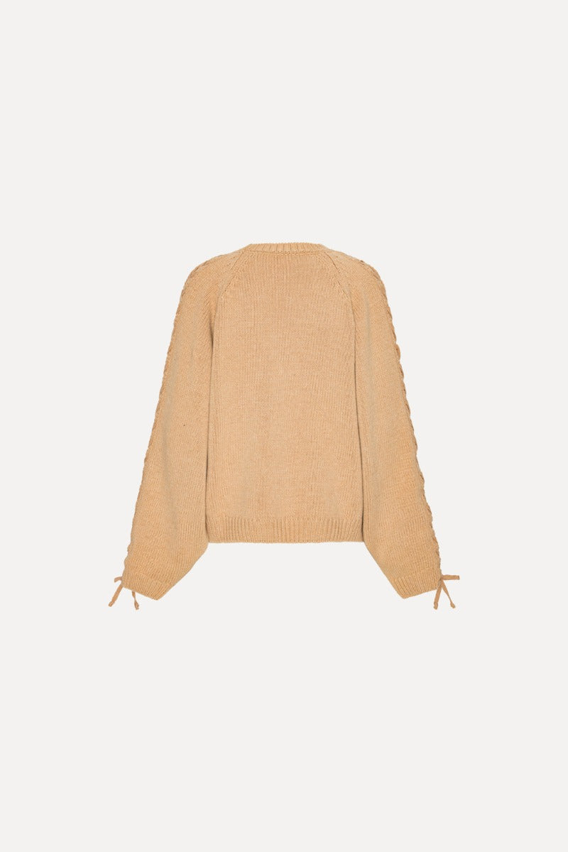 Knit lacing jumper camel