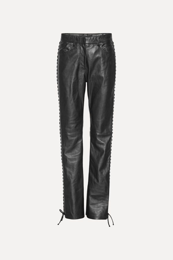 Laced leather pantalón