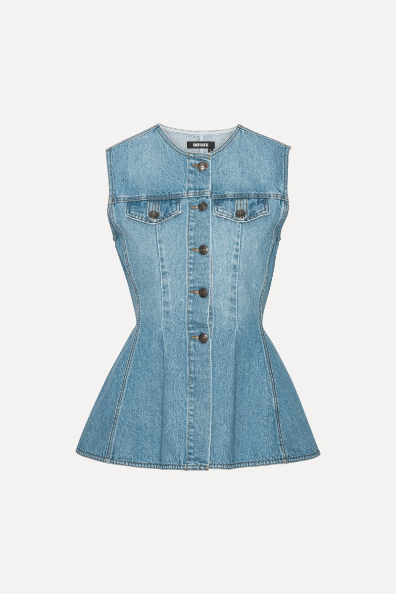 Flared Denim Top